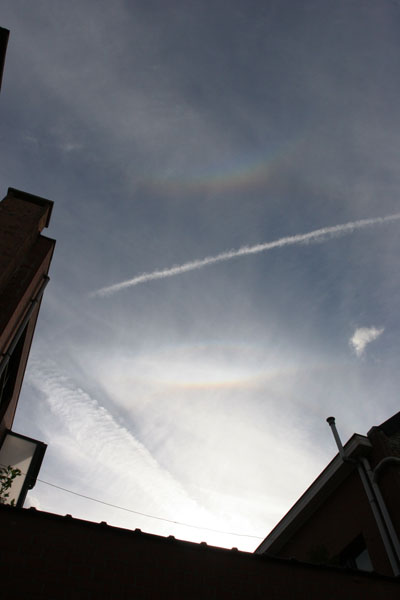 circumzenithal arc, upper tangential arc and suncave parry arc